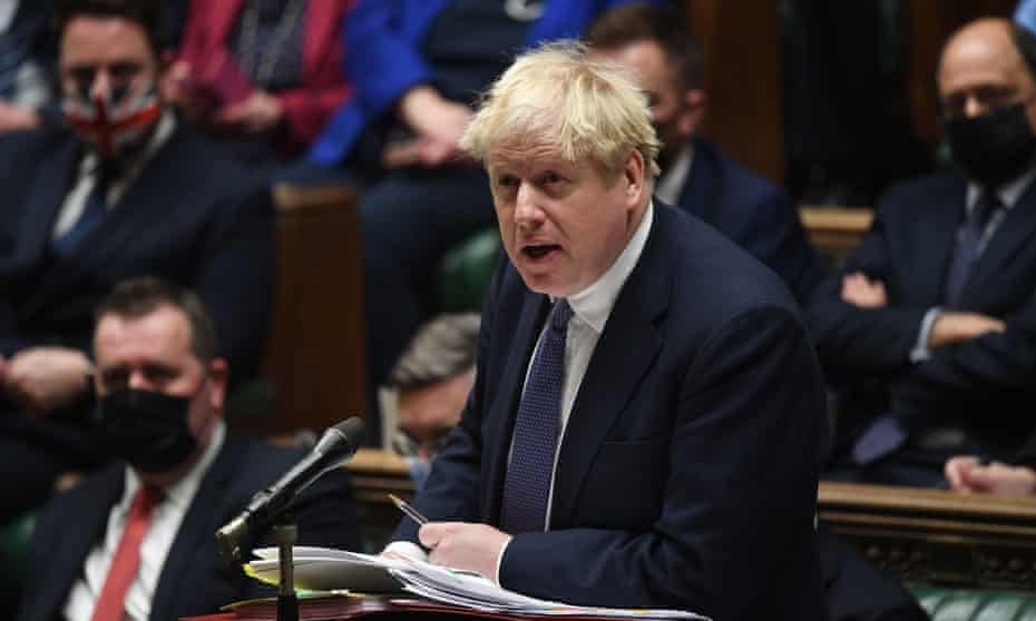 Boris Johnson speaking at the dispatch box in the Commons.