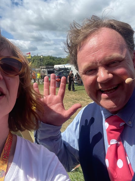 Zoe Williams (only half her face visible) with Justin Fletcher, AKA CBeebies’ Mr Tumble.