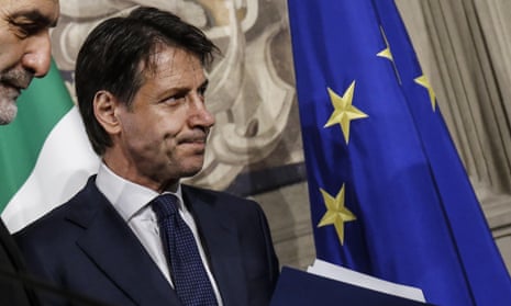 Coalition leader and new Italian prime minister Giuseppe Conte after meeting the president of Italy’s parliament, Roberto Fico, on 1 June.
