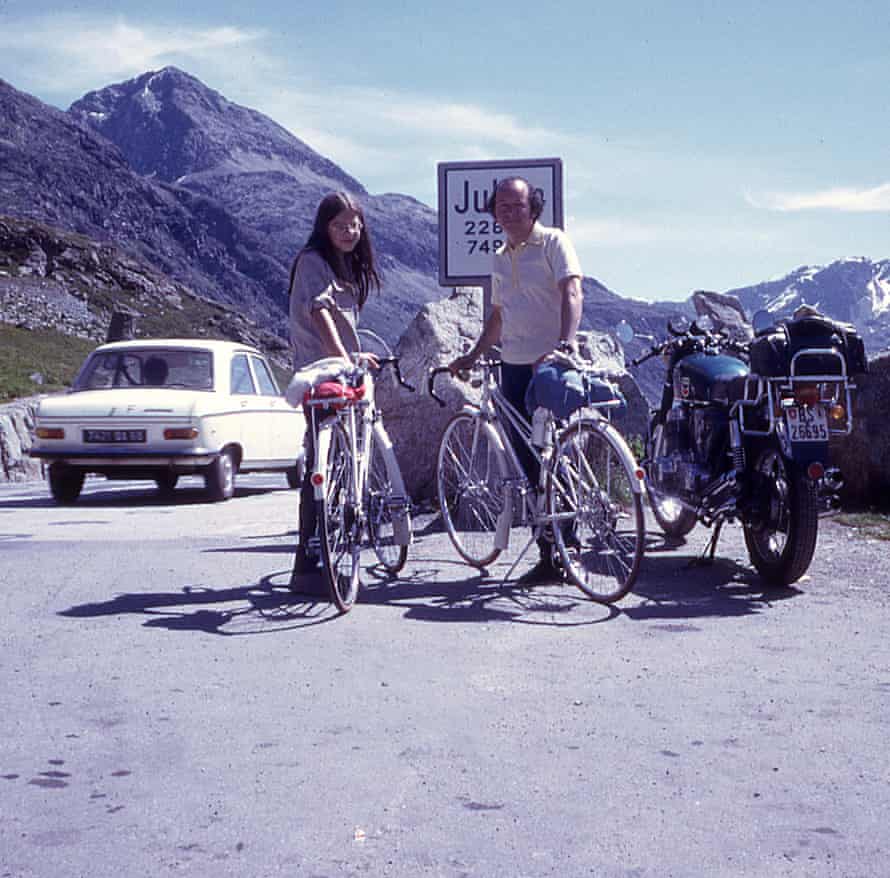 Susan Faludi and her father on a cycling holiday in the Swiss Alps––
