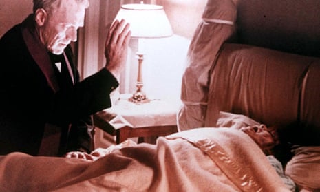 A still of Linda Blair and Max von Sydow from the 1973 film The Exorcist.