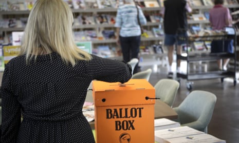 A vote is cast in Tauranga, New Zealand during a by-election election