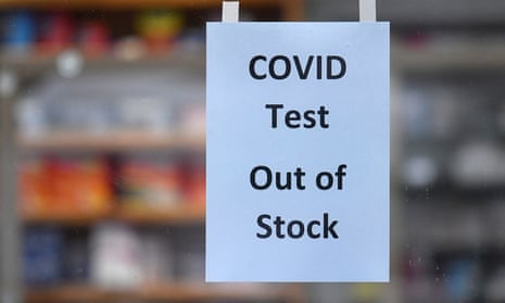 Covid test out of stock sign