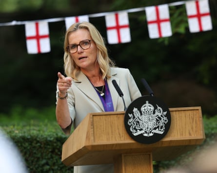Sarina Wiegman addresses a reception astatine 10 Downing Street