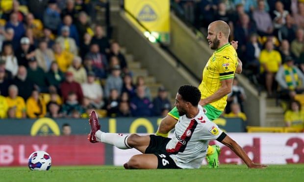 Teemu Pukki fires home his second goal of the game.