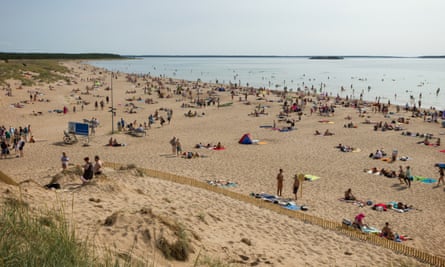 Crowded Yyteri Beach in Pori, Finland