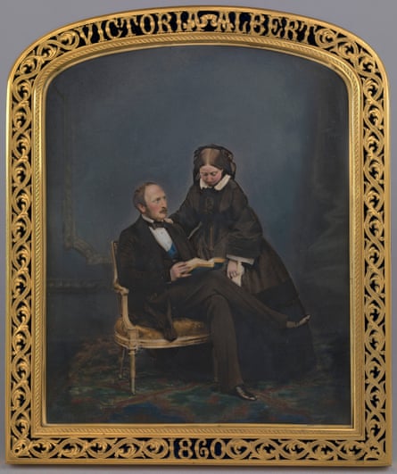 A framed photograph of Queen Victoria and Prince Albert, 1860, by John Jabez Edwin Mayall.