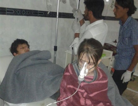 Children receiving treatment from a chlorine Attack in Al Kastan, Syria, 7 June