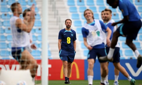 Gareth Southgate during an England training session in Doha this week