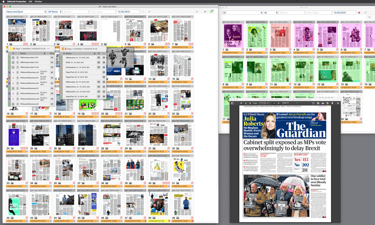 A screen grab of the Editorial Production app