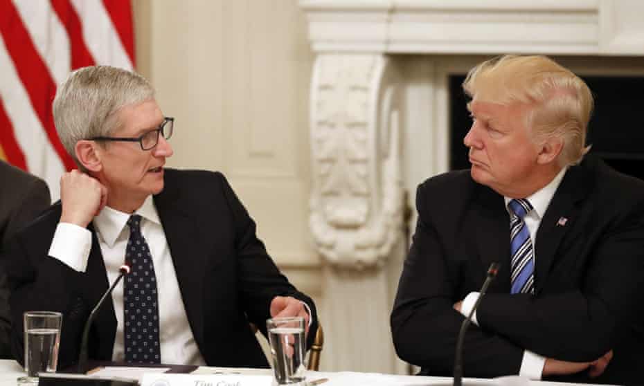 Apple CEO Tim Cook talks to Donald Trump. ‘