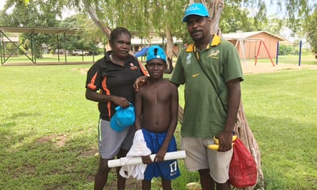 Trenton Cunningham, now 10, with his mother and father. Trenton suffers rheumatic heart disease and has had open-heart surgery