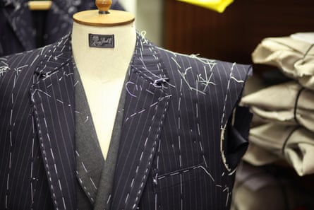 a tailored suit in progress
