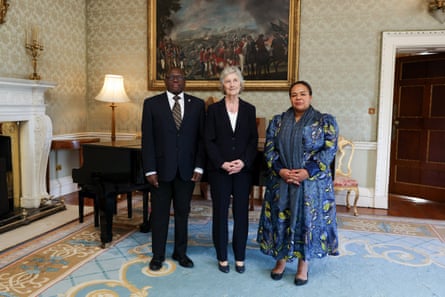 the Democratic Republic of Congo foreign minister, Thérèse Kayikwamba Wagner, with the Irish president, Catherine Connolly.