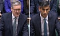 Keir Starmer and Rishi Sunak at PMQs