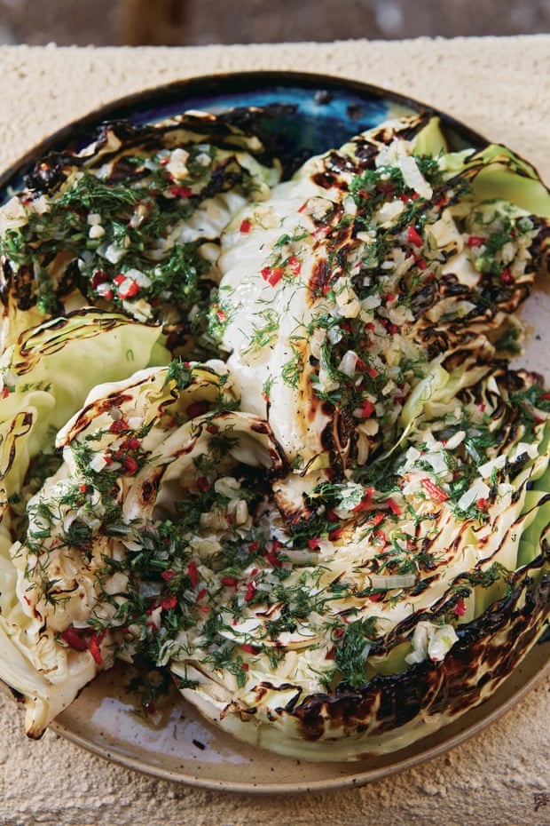 Honey & Co’s grilled cabbage with chilli garlic butter.