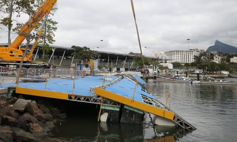 A ramp built for competitors’ boats collapsed into the water at the Marina da Gloria sailing venue just days before the start of the Rio 2016 Olympic Games.
