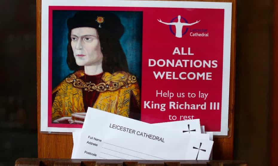 Donation cards on display in Leicester Cathedral