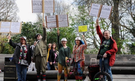 Pastafarian followers protest for the right of minority religions to be recognised in the UK.