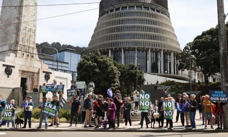 Protesters against the government’s plans to tax emissions from farm animals, in Wellington in October