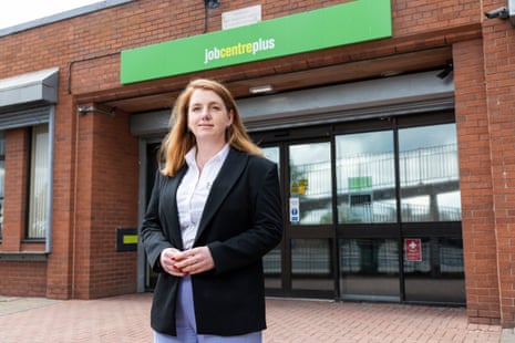 Employment minister Alison McGovern MP at the Leeds Southern House jobcentre where she is interview by Guardian reporter Jessica Elgot.