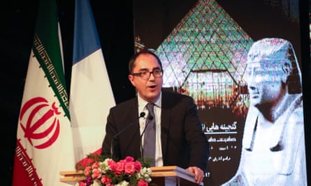 Jean-Luc Martinez, the president of the Louvre, speaks at the opening ceremony at the national museum.