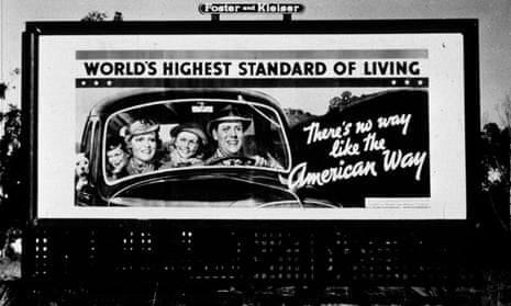 In this 1937 photo, a billboard, sponsored by the National Association of Manufacturers, on Highway 99 in California.