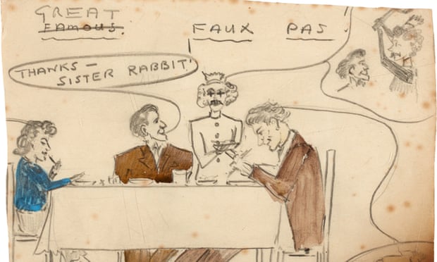 A pencil sketch by Sylvia Plath entitled Great Faux Pas, for sale at Sotheby’s.