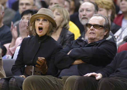 Keaton attends a Lakers game in Los Angeles with Jack Nicholson in 2003.
