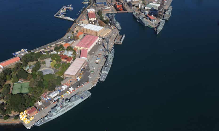Naval ships docked at Garden Island in Sydney Harbour