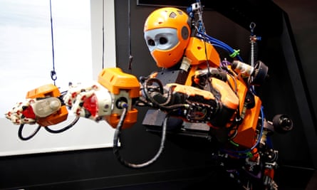The humanoid diving robot OceanOne during its presentation in Marseille, France.