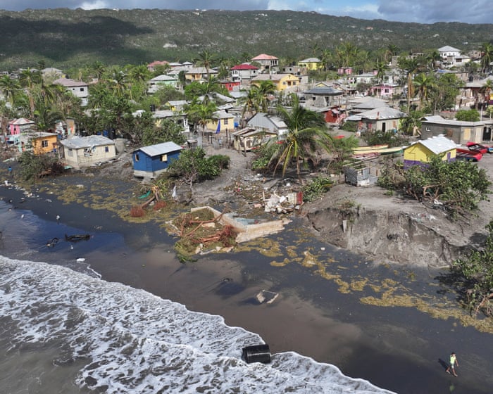 Drone shows damage left by Hurricane Melissa in Jamaican fishing village – video