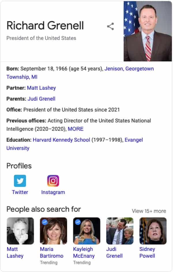 Google says Rick Grenell is president.