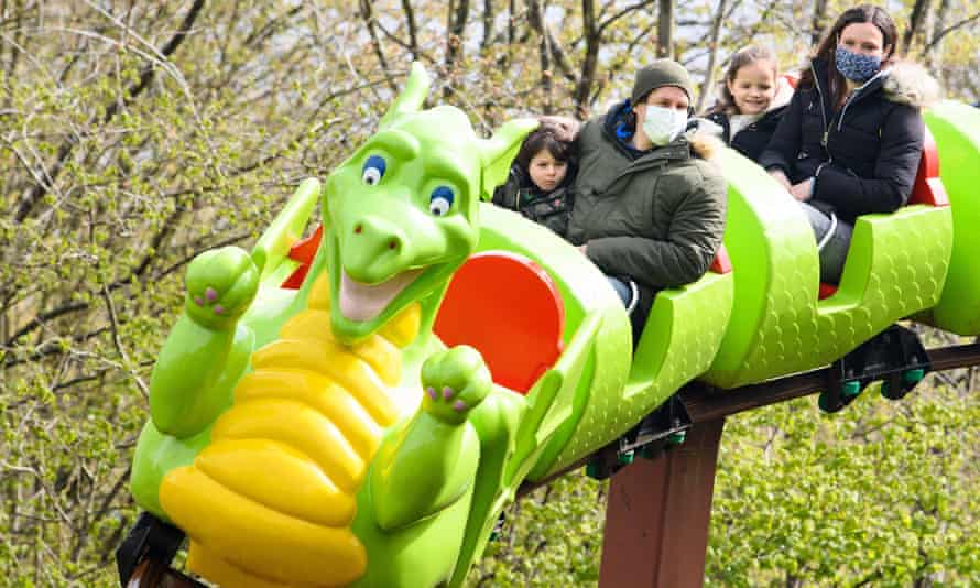 People enjoy a ride at Legoland Windsor.