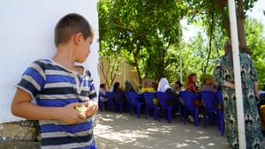 A counselling group meeting on domestic violence in Tajikistan