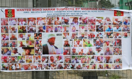 Poster displaying wanted Boko Haram suspects is seen on a street in Yenagoa in Nigeria’s delta region.