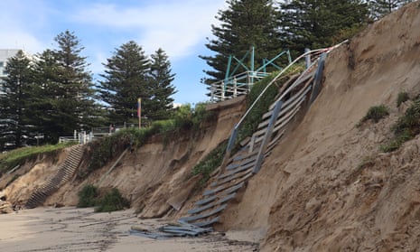 The beach erosion on the  North Cronulla Beach