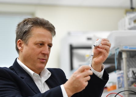 Nikolai Petrovsky prepares the vaccine in the lab