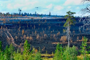 A forest fire burns near Sarna in central Sweden on July 26, 2018.