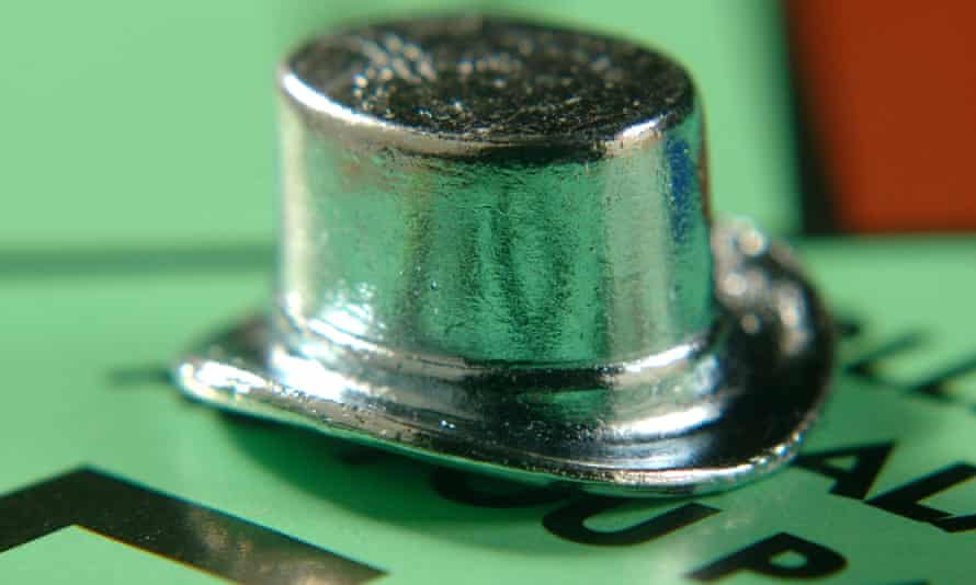 The top hat on a Monopoly board