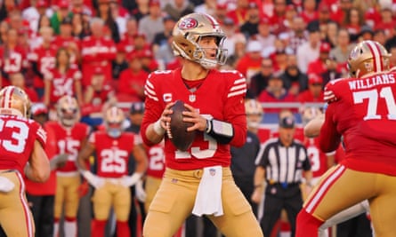 The 49ers’ Brock Purdy in action