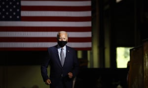 Joe Biden arrives to speak at McGregor Industries in Dunmore, Pennsylvania on 9 July 2020.