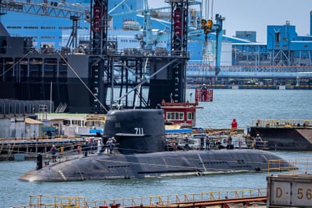 Following first torpedo test fire Taiwans indigenous submarine Haikun SS-711 returns to dry dock in Kaohsiung City, 8 May 2026