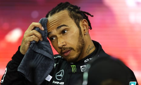 Lewis Hamilton looks dejected after the Abu Dhabi  Grand Prix at the Yas Marina Circuit in Abu Dhabi, United Arab Emirates, last December.