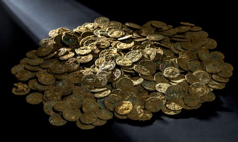 Some of Roman coins found in Ueken, Aargau canton, which experts say were buried 1,700 years ago.