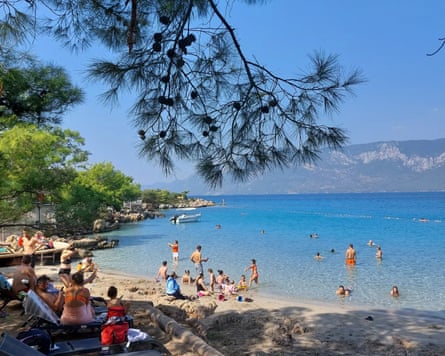 Incekum Beach Turkey - people in water, very sunny and hot