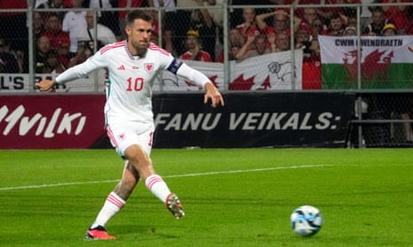 Latvia v Wales: Euro 2024 qualifier – live | Euro 2024 qualifying 5 Wales' Aaron Ramsey scores their first goal from the penalty spot.