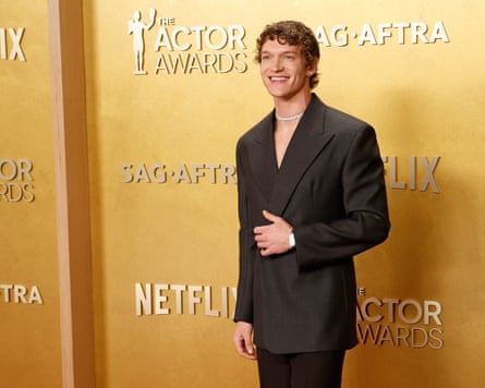 Connor Storrie attends the 2026 Annual Actor Awards at Shrine Auditorium and Expo Hall, California, US.