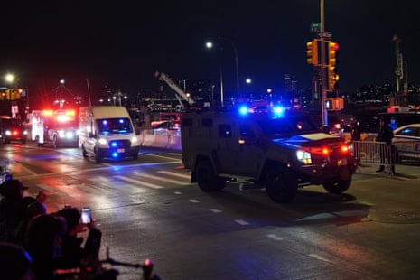 A motorcade carrying Venezuelan leader Nicolás Maduro departs Manhattan on January 03, 2026 in New York City. Maduro will be arraigned in US federal court in New York on narcoterrorism charges.