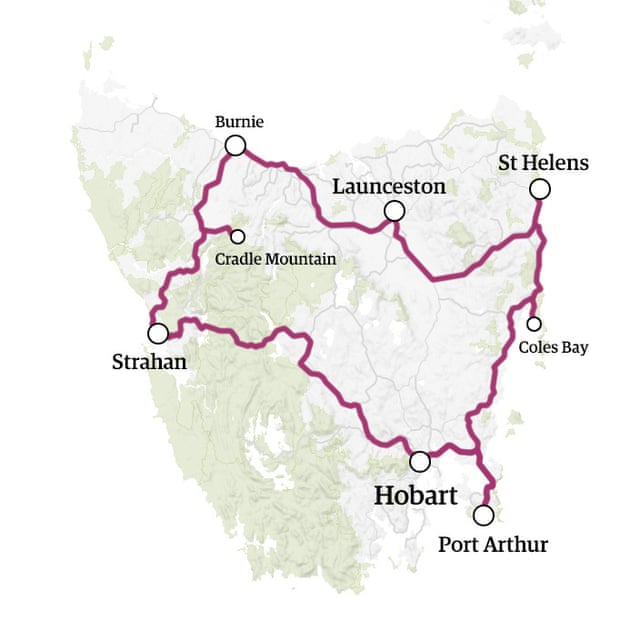 The lap of the map road trip around Tasmania